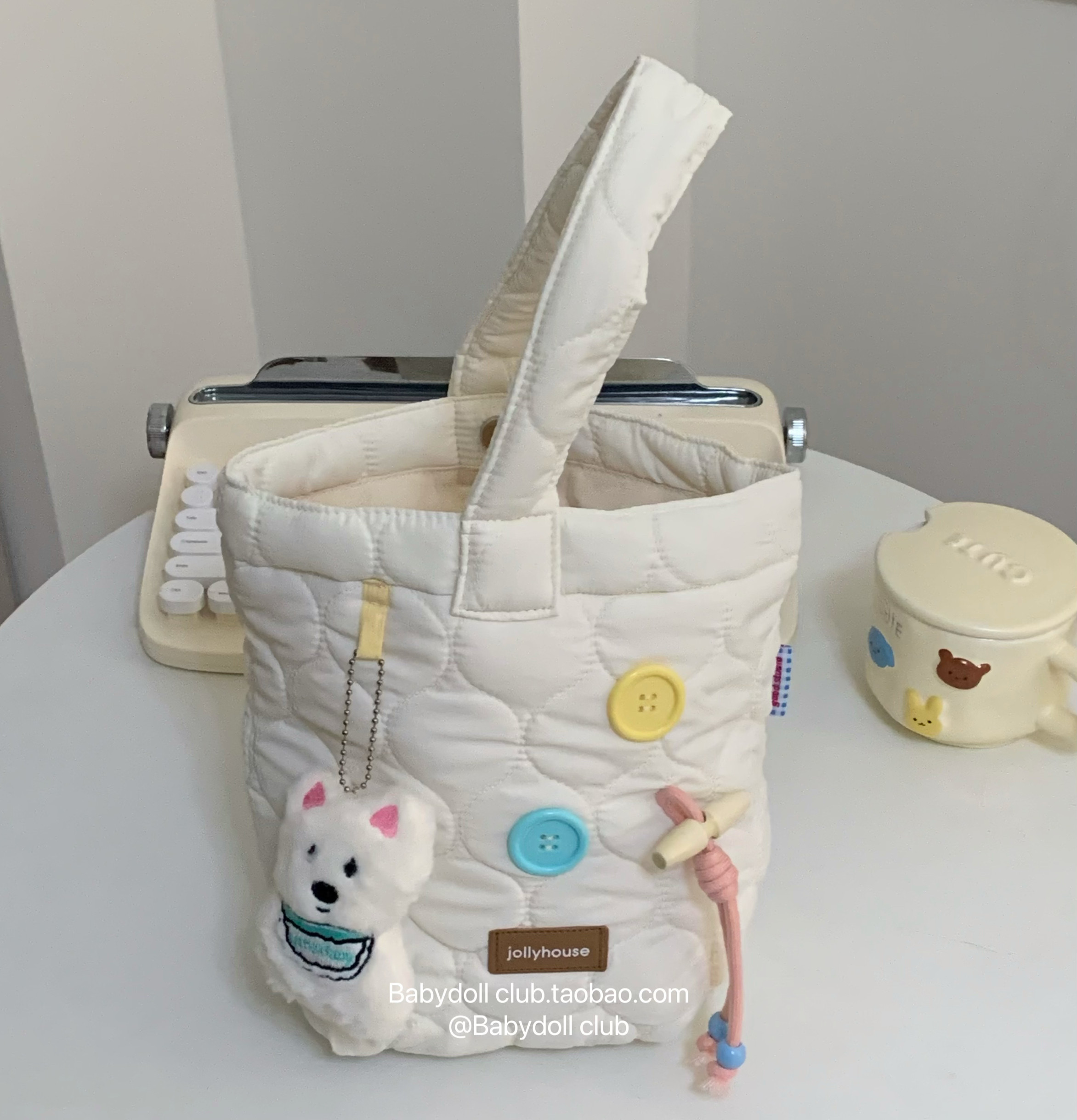 小狗菜篮子包～可爱少女手提包菜篮子包包女秋冬绗缝托特云朵包,箱包皮具/热销女包/男包,水桶包,淘宝优惠券,粉丝福利购,淘宝优惠卷