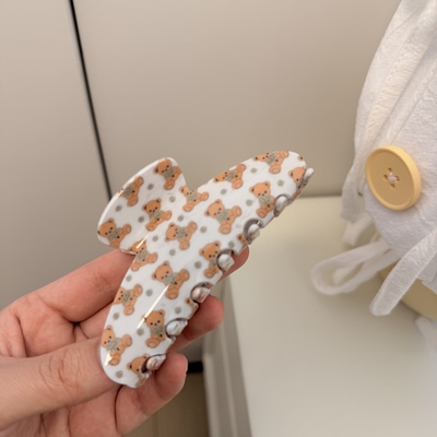 春日小熊抓夹~可爱森系后脑勺盘发抓夹醋酸鲨鱼夹