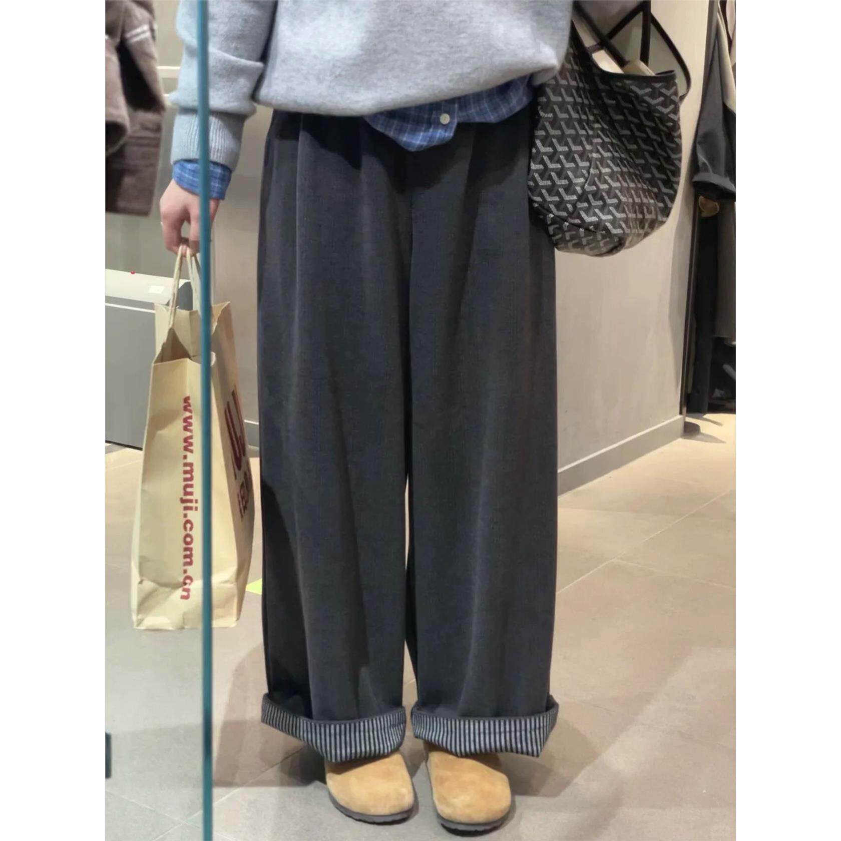 阔腿裤宽松慵懒风松弛感2026新款秋冬灰色裤子女款大码胖mm休闲裤