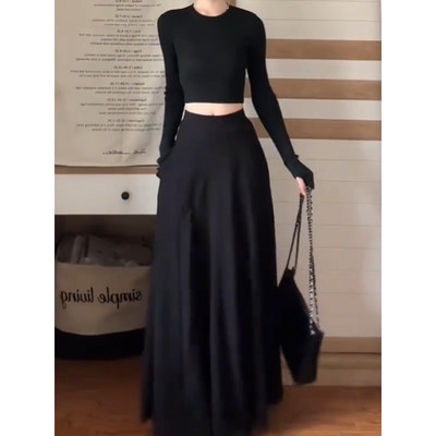 秋季新款黑色伯克利半裙