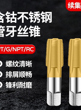 镀钛不锈钢含钴管牙管螺纹丝锥G ZG RC NPT PF PT RP1/8 1/4  1/2