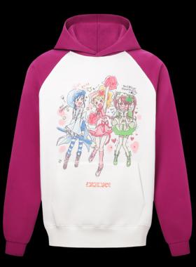 olioni二次元偶像活动守护甜心动漫宅日系可爱萌印花拼接卫衣连帽