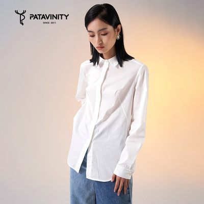 PATAVINITY直筒通勤纽扣长袖棉