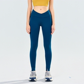 PATAVINITY交叉收腹速干瑜伽裤 女高腰提臀紧身健身运动裤 蜜桃臀