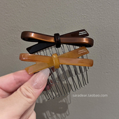 韩国进口France金标立体蝴蝶结发插刘海碎发梳公主头倒插梳盘发钗