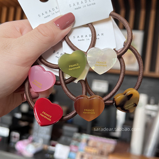 韩国进口France金标果冻色小爱心发圈法式 马尾皮筋发绳气质头绳女