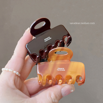 韩国进口France金标博主同款小号方形半扎发鲨鱼夹法式焦糖色抓夹