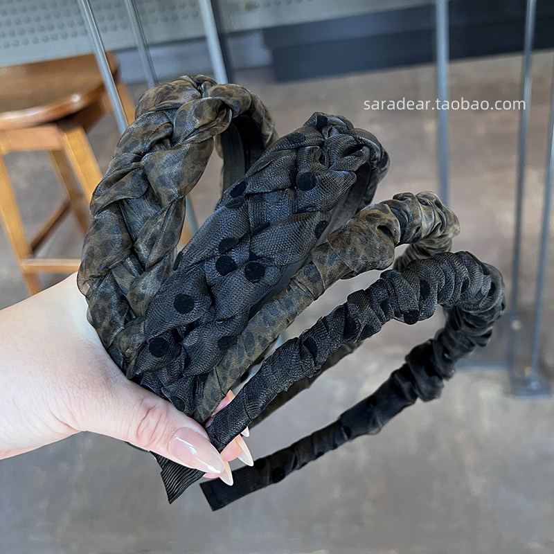 韩国进口博主同款麻花编织波点豹纹宽发箍法式百搭高颅顶头箍发饰