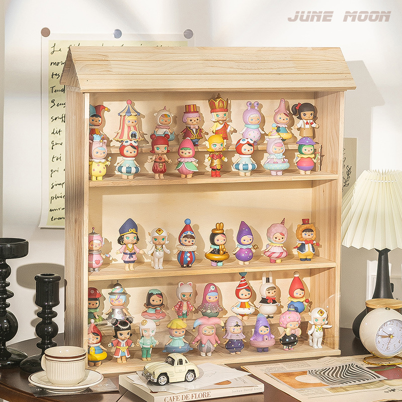 盲盒手办展示柜免安装实木收纳架子学习办公桌面收纳玩具摆件柜