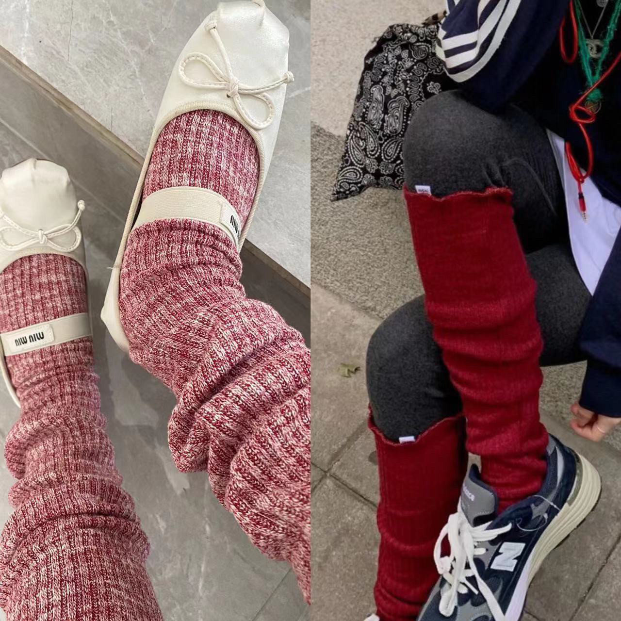 圣诞节氛围感酒红色J标签粗条针织过膝袜大腿袜堆堆袜韩网ins潮袜,女士内衣/男士内衣/家居服,长筒袜,淘宝优惠券,粉丝福利购,淘宝优惠卷