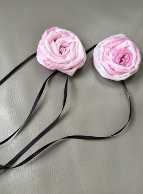 草木风粉色花朵颈链锁骨链丝带150cm腰链绑包手腕装饰项链韩版潮