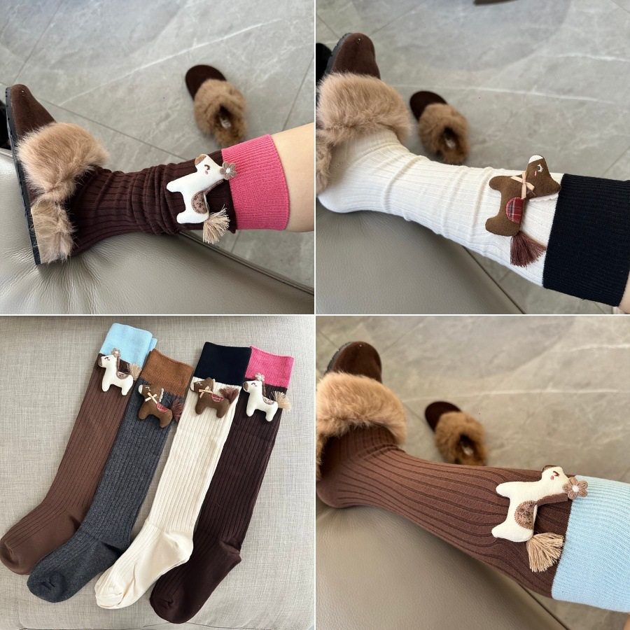 甜美卡通立体小马拼色及膝袜装饰中筒袜冬季保暖可爱堆堆长袜直播,女士内衣/男士内衣/家居服,连裤袜/打底袜,淘宝优惠券,粉丝福利购,淘宝优惠卷