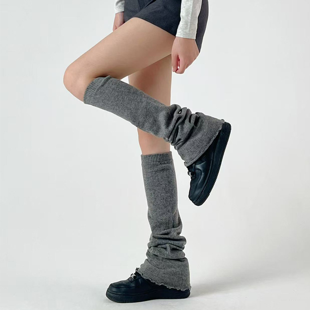 SD358羊绒软糯过膝袜套松弛慵懒感护腿套韩国小众花边长筒堆堆袜