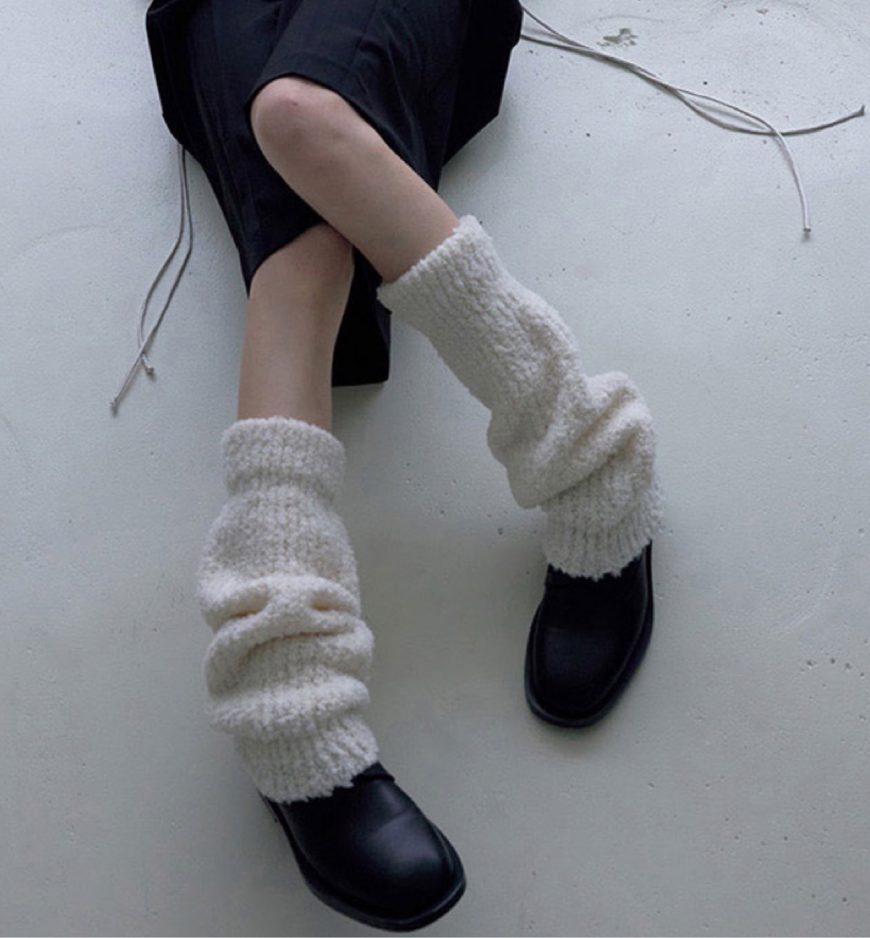 韩国设计师同款羊毛混纺针织堆堆袜套JK辣妹穿搭亚文化毛线阔腿套