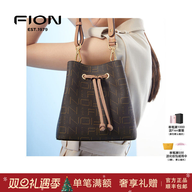 菲安妮时尚复古老花水桶包女包