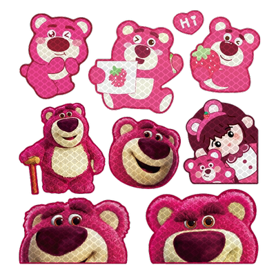 草莓熊夜间强反光可爱装饰车贴