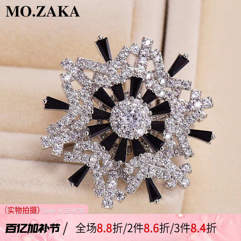 旋转雪花胸针女气质百搭个性两用长款项链西服男领子胸花别针配饰