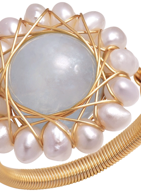 开口戒指女2025年新款潮关节食指指环高级感仿珍珠ins小香风饰品