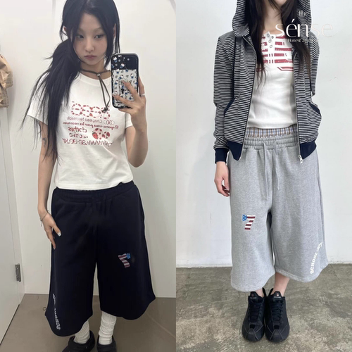 假两件裤腰百搭休闲卫裤七分裤