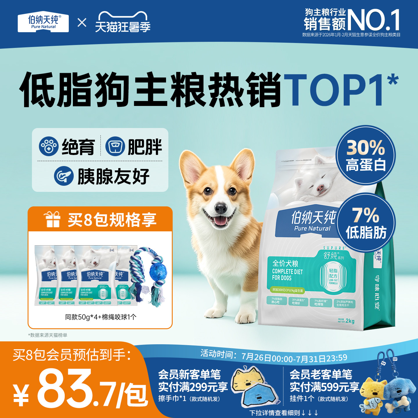 伯纳天纯舒纯狗粮冻干双拼犬粮低脂减脂减肥狗粮鲜鸡芦笋
