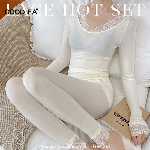 HENNYRUE长袖女蕾丝秋衣裤套装