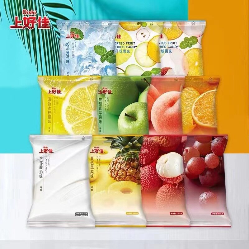 上好佳薄荷糖100g硬糖多口味清凉润喉水果糖散装招待糖果超市