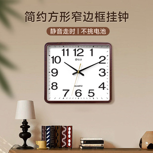 方形钟表挂墙时钟2025新款石英钟家用客厅静音免打孔挂钟电子挂表