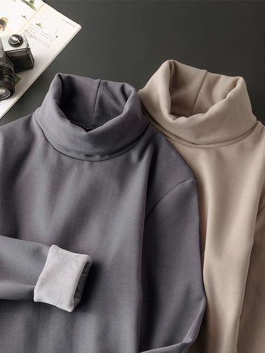 Утепленный приятный телу демисезонный ростомер, цветной лонгслив, толстовка, облегающий крой, высокий воротник