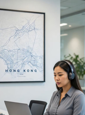 香港城市线条海报装饰画无框画黑色白色HONGKONG ART PRINT