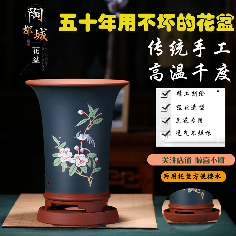 兰花盆深高盆陶瓷花盆君子兰墨兰盆栽花卉植物室内紫砂兰花专用盆,鲜花速递/花卉仿真/绿植园艺,花盆,淘宝优惠券,粉丝福利购,淘宝优惠卷