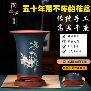 兰花盆深高盆陶瓷花盆君子兰墨兰盆栽花卉植物室内紫砂兰花专用盆