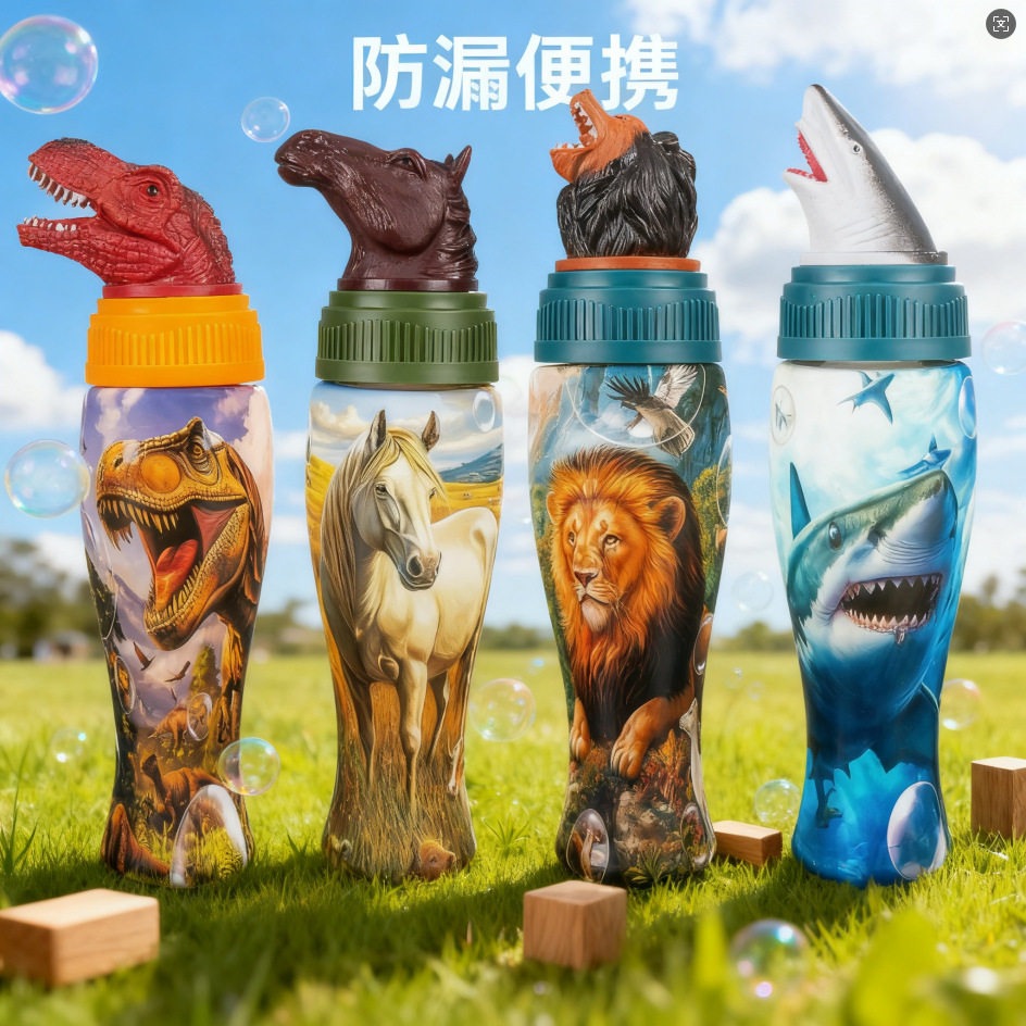 卡通动物泡泡玩具倒置不洒泡泡棒儿童玩具吹泡泡神器动物园玩具