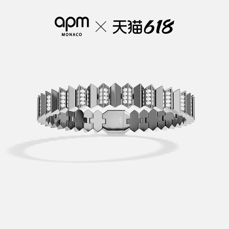 [杨紫同款]APM Monaco深灰色Up and Down手链手饰宽版生日礼物