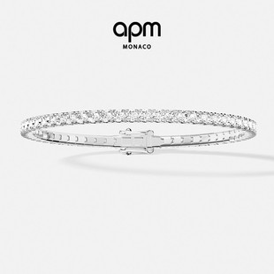APM 简约送人生日新年礼物 Monaco密镶网球手链银白色手饰经典