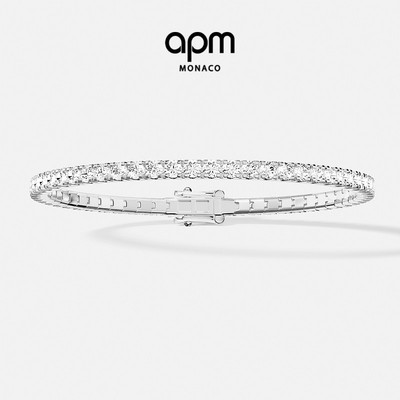 APM Monaco密镶网球手链银白色手饰经典时尚个性简约送人生日礼物