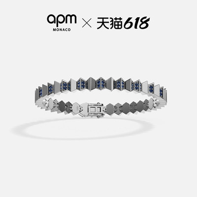 [明星同款]APM Monaco蓝色Up and Down手链灰色几何波浪摩登中性