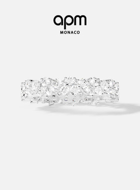 APM Monaco密镶戒指银色轻奢叠戴指环情侣对戒送人新年情人节礼物