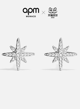 APM六芒星耳钉银简约通勤