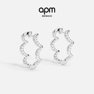 APM Monaco小号银色波浪圈形女耳环个性轻奢耳饰新年情人节礼物