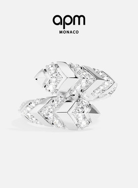 APM Monaco银白色密镶Kaa戒指手饰前卫现代简约设计感新年礼物