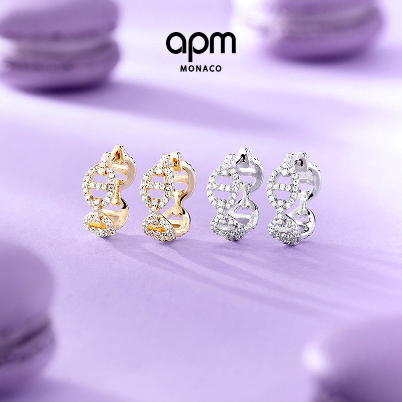 APM Monaco Maille Marine金色圈耳环女猪鼻