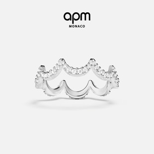 [杨紫同款]APM Monaco密镶波浪形银色戒指女对戒手饰新年礼物