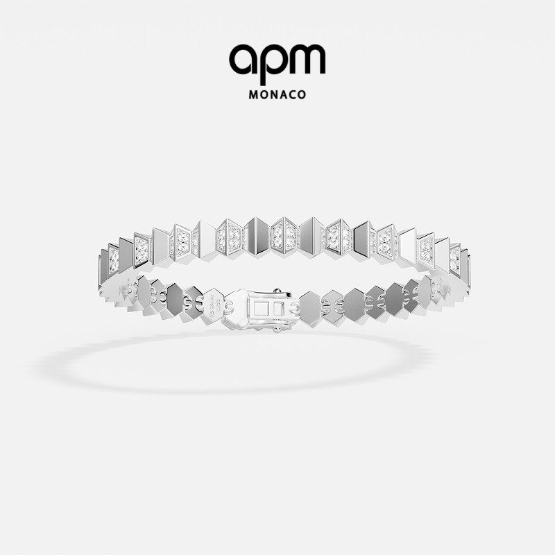 APM Monaco银白色Up and Down手链撞色手饰波浪