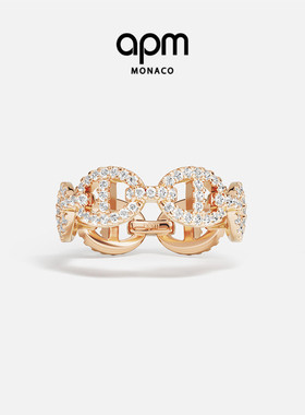 APM Monaco Maille Marine戒指女玫瑰金色链环送人生日新年礼物
