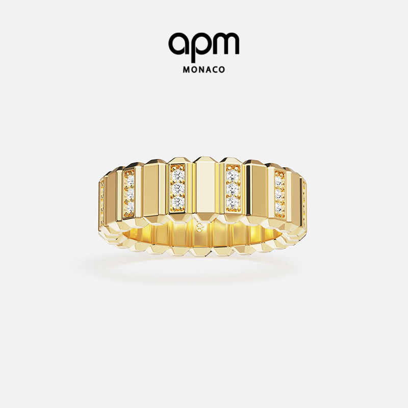 [杨紫同款新品]APM Monaco金黄色Graphique戒指几何精致时尚礼物图片
