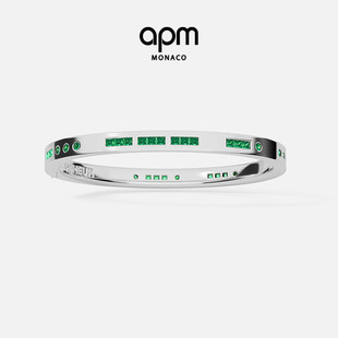 手镯绿色限定男手饰送人生日礼物 Bonheur摩斯密码 APM Monaco