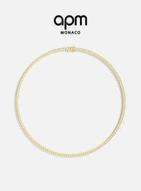 APM Monaco密镶项圈金黄色项链经典简约法式轻奢首饰情人节礼物