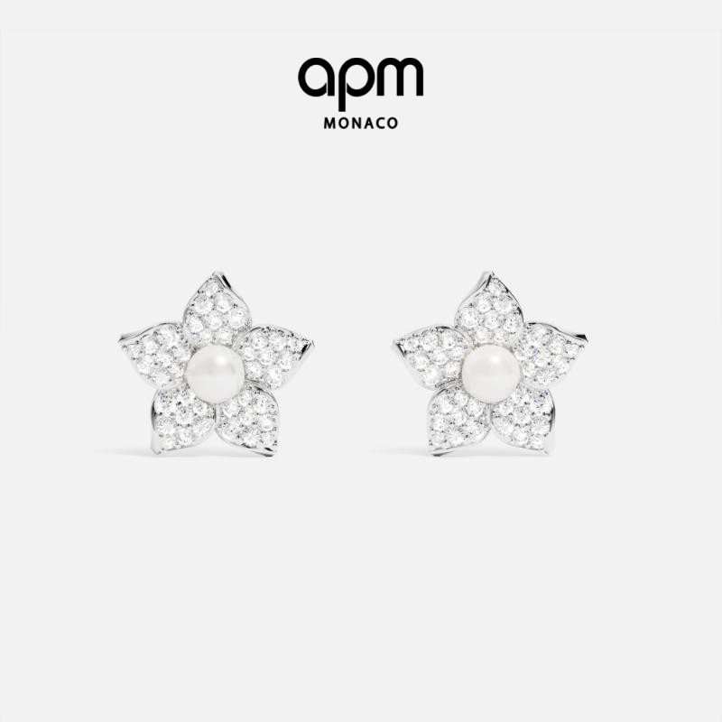 APMMonaco珍珠花朵耳钉