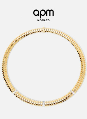APM Monaco金黄色Rayon de Soleil项链不规则宽版时尚锁骨链礼物