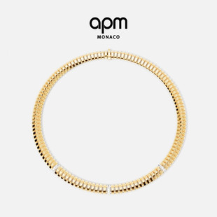 APM Monaco金黄色Rayon de Soleil项链不规则宽版时尚锁骨链礼物